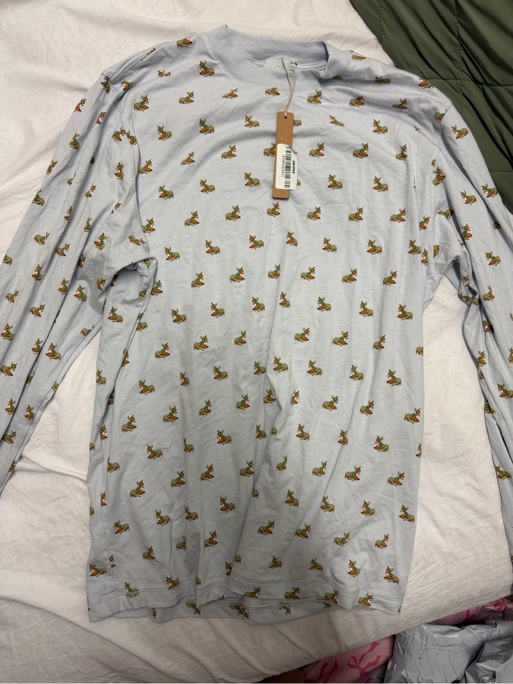 SKIMS Light Blue Long-Sleeve Printed Sleep Tee